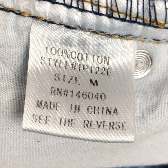 SIGNATURE 8 medium button fly distressed keep it brief micro denim shorts - Picture 5 of 9